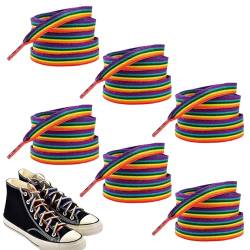 3 Paar Regenbogen Schnürsenkel, 140cm Bunte Schnürsenkel Regenbogen, Regenbogen Schuhbänder, Shoe Laces für Sneaker, Lang Flach Schuhband Breit Regenbogen Shoelaces für Sneakers Sportschuhe Laufschuhe von Meifiyu