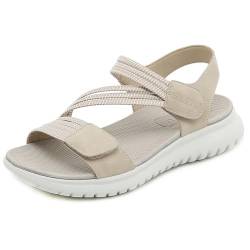 Meik Mangni Damen Sport Outdoor Sandalen Frauen Sommer Wandernsandalen mit Klettverschluss Bequem Slingback Sandale für Strand,Khaki,Gr:37 EU von Meik Mangni