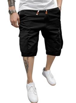 Meilicloth Cargo Shorts Herren Kurze Hosen Sommer Bermuda Shorts Herren Cargohose Kurz Freizeithose Herren Chino Sport Shorts Herrenshorts Cargoshorts Schwarz 32 von Meilicloth