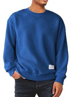 Meilicloth Herren Sweatshirt Raglan Sweat Langarm Crew Neck Casual Pullover Blau 2XL von Meilicloth