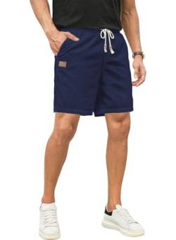 Meilicloth Leinenshorts Herren Kurze Hosen Leinen Shorts Herren Sommer Cargo Shorts Bermuda Shorts Freizeit Sport Chino Shorts Kurz Leinenhose Sporthose Leichte Marineblau 34 von Meilicloth