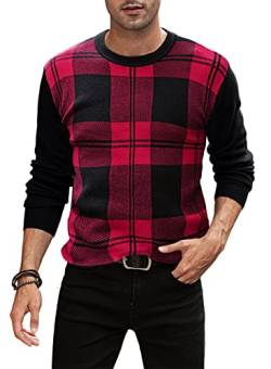 Meilicloth Pullover Herren Winter Rundhals Winterpullover Basic Strickpullover Feinstrick Sweaters Kaschmir Wollpullover Casual Langarmshirts Pullover Männer Pulli Rot M von Meilicloth