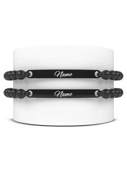 Meinearmbänder Personalisierte Partnerarmbänder 2 Stück - Unisex Armbänder mit Gravur - Paar Armband - Namensarmband - Geschenk für Paare - Partner Geschenke - Personalisierte Geschenke von Meinearmbänder