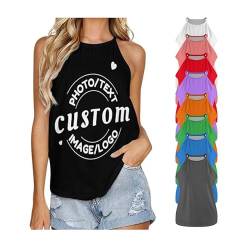 Benutzerdefinierte Tanktops für Frauen, personalisierte Neckholder-Tops mit Foto/Text, ärmellose Neckholder-Weste, Cami-T-Shirt, Sommer-T-Shirts von Melbrakin