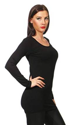 Mellice - Damen Longshirt Langarm Shirt Tunika - 045 (M, Schwarz) von Mellice