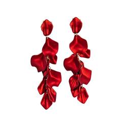 Elegante Emaille-Ohrtropfen mit farbigen Blütenblättern, stilvolle Bonbon-Ton-Ohrringe, rustikale Ohrringe für Frauen, Einheitsgröße, Acryl von Memmyly