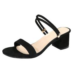 Memmyly Damen-Sandalen für den Sommer, mittelgroß, mit einem Riemen, für den Außenbereich, für den Sommer, Sportschuhe, Schwarz , 37 EU von Memmyly