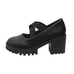 Memmyly Damenschuhe mit Riemen, runder Zehenbereich, Outdoor-Schuhe mit hohen Absätzen, für Damen, Sommer, Verkauf, Schwarz , 42 EU von Memmyly