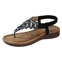 Memmyly Sport- & Outdoorsandalen Zehentrenner Sandalen Damen Sandalen Flach Damen Elegant Große Größe Pantoletten Flache Zehenstegsandalen Böhmen Abendschuhe Sommerschuhe Damen Elegant von Memmyly