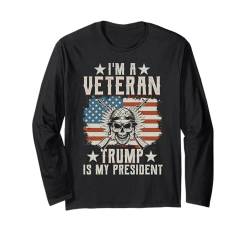 Ich bin ein Veteran und Trump ist mein Präsident Langarmshirt von Memorial Day Gifts for Veterans Men Women