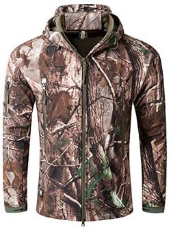 Memoryee Herren Wasserdichte Softshelljacken Fleece Futter Warme Militärische Outdoor Winddicht Übergangsjacke mit Kapuze/Bionic camouflage(new)/3XL von Memoryee