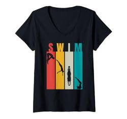 Damen Lustiges Schwimmdesign Swim Team Swim Coach Tee Schwimmer Geschenke T-Shirt mit V-Ausschnitt von Men Women Swimming Gifts For Pool Swimmer Lovers