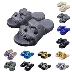 Menore Totenkopf Hausschuhe Schädel Schlappen Damen Herren Eva Sandalen mit dicken Sohlen Indoor Outdoor Sommer Badezimmer Pool Strand von Menore