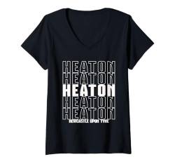 Damen Heaton Newcastle Upon Tyne Typografie T-Shirt mit V-Ausschnitt von MerchByCraig