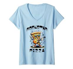 Damen Rockstar Pizza (Cartoon-Stil) T-Shirt mit V-Ausschnitt von MerchByCraig