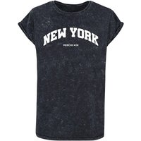 Merchcode T-Shirt Merchcode Damen Ladies New York Wording - Acid Washed T-Shirt (1-tlg) von Merchcode