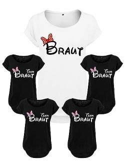 Personalisierte JGA Tshirt Damen Braut Team Brautparty Frauen Jungesellenabschied Shirt (Weiß) von Merchfy