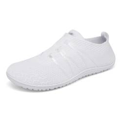 Merdoo Barfußschuhe Damen Herren Bequeme Sportschuhe Leicht Barfuss Schuhe Damen Slip On Sneakers Weich Turnschuhe rutschfest Slipper Atmungsaktiv Barfussschuhe Sommerschuhe Unisex Weiß 39EU von Merdoo