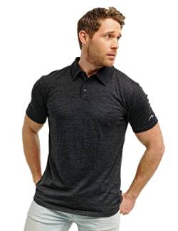 100% Merino Poloshirt Herren - Outdoor Atmungsaktiv Merino Shirt Herren Kurzarm (X-Large, Charcoal Grey Polo) von Merino.tech