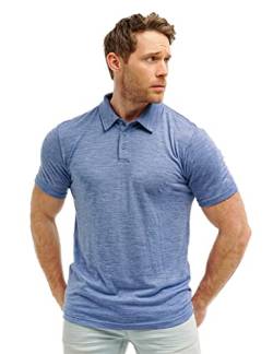 100% Merino Poloshirt Herren - Outdoor Atmungsaktiv Merino Shirt Herren Kurzarm (X-Large, Deep Blue Polo) von Merino.tech