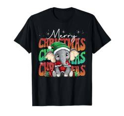 Elephant Elf Outfit Christmas Decorations Animal Lover Xmas T-Shirt von Merry Christmas Elf Matching Family Men Women Kids