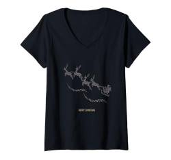 Damen Ho Ho Ho - Weihnachtsbaum - Schneemann - Rentier - Nikolausmütze T-Shirt mit V-Ausschnitt von Merry Christmas - Ho Ho Ho