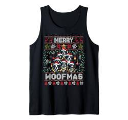 Border Collie Christmas Tree Dog Lover Xmas Ugly Sweater Tank Top von Merry Christmas Lights Matching Family Xmas Pajama