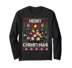 Cat Christmas Sweater Tree Cat Lover Xmas Ugly Sweater Langarmshirt von Merry Christmas Lights Matching Family Xmas Pajama