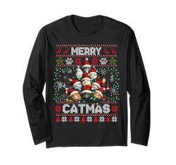 Cats Christmas Sweater Tree Cats Lover Xmas Ugly Sweater Langarmshirt von Merry Christmas Lights Matching Family Xmas Pajama