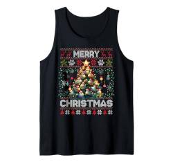 Chickens Christmas Tree Chickens Lover Xmas Ugly Sweater Tank Top von Merry Christmas Lights Matching Family Xmas Pajama