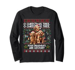 Golden Retriever Christmas Tree Dog Lover Xmas Ugly Sweater Langarmshirt von Merry Christmas Lights Matching Family Xmas Pajama