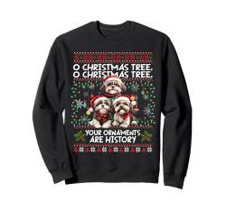 Shih Tzu Christmas Sweater Tree Dog Lover Xmas Ugly Sweater Sweatshirt von Merry Christmas Lights Matching Family Xmas Pajama