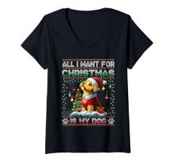 Damen Airedale Terrier Christmas Tree Decorations Dog Lover Xmas T-Shirt mit V-Ausschnitt von Merry Christmas Ugly Sweater Men Women Kids Pajama