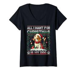 Damen Cocker Spaniel Christmas Tree Decorations Dog Lover Xmas T-Shirt mit V-Ausschnitt von Merry Christmas Ugly Sweater Men Women Kids Pajama