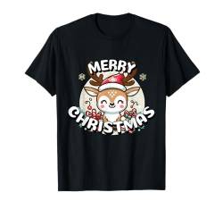 Merry Christmas niedliches Rentier Frauen Frohe Weihnachten T-Shirt von Merry Christmas and Cute Christmas