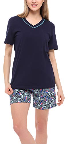 Merry Style Damen Schlafanzug MS10-231 (Marineblau/Tukane, M) von Merry Style