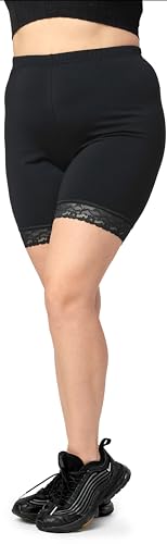 Merry Style Große Größen Damen Kurze Leggings aus Viskose mit Spitze MS10-453 (Schwarz, 4XL) von Merry Style