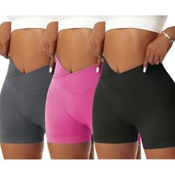 Mesaro Women's Gym Shorts 3 Pack High Wasit Sports Shorts Gym Leggings Booty Scrunch Shorts Sport Outfit Women's Workout Shorts Push Up Cycling Shorts Fitness Running von Mesaro