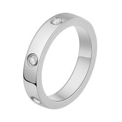 Mesnt Ringe Frauen Edelstahl, 4MM Verlobungsring mit kubischem Zirkoniumdioxid aus Chirurgenstahl für Damen Silber, Größe 60 (19.1) von Mesnt