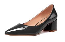 Mettesally Pumps Damen Schwarzs Niedrig Pumpe 5CM Klassische Blockabsatz Business Schuhe Patent Schwarz EU40 von Mettesally