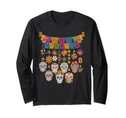 Dia de los Muertos Zuckerschädel zum Aufhängen, lustiger Tag der Toten Langarmshirt von Mexican Halloween Men Women Boys Girls Tees