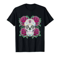 Zuckerschädel mit Rosen Dia de los Muertos Tag der Toten T-Shirt von Mexican Halloween Men Women Boys Girls Tees