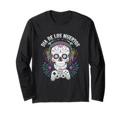 Gamer Sugar Skull Dia De Los Muertos Gaming Day Of The Dead Langarmshirt von Mexican Halloween Party Boys Girls Men Women Tees