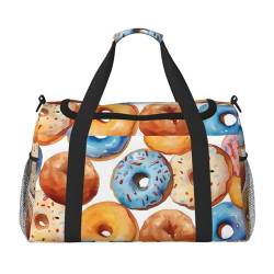 Reisetasche mit Donut-Motiv, wasserdicht, Sporttasche, große Wochenend-Tragetasche für Damen, Herren, Mädchen, Jungen, multi von Mexpekil