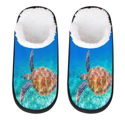 Sea Ocean Turtle Slipper für Damen und Herren, Reise-Hausschuhe, Plüsch, Slipper, mehrfarbig, 8/11 UK Wide von Mexpekil