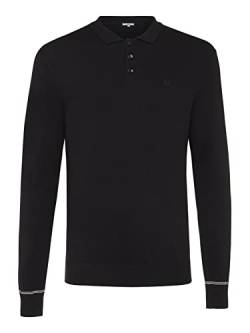 Mexx Men's Tylor Fine Knit Polo Sweater, Black, XXL von Mexx