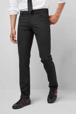 Meyer M5Regular Fit Jeans schwarz, Einfarbig von Meyer