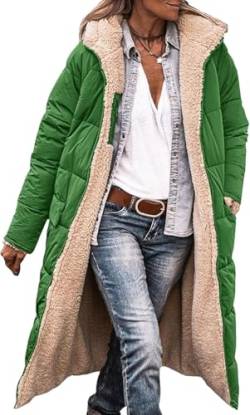 Mfhmom Wintermäntel Damen Lang Auf Beiden Pufferjacken Warmer Kapuzenmantel Herbstmäntel Winterjacke Casual Steppmantel mit Kapuze Frauen Oberbekleidung Outdoorjacke Steppjacke von Mfhmom