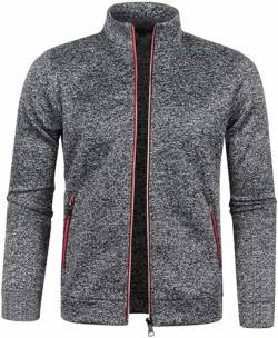 Sweatjacke Herren ohne Kapuze Sommer Leichte Strickjacke Casual Jacket Cardigan Sportjacke mit Stehkragen Dünne Fleecejacke mit Reißverschluss Sommerjacke Slim Fit Baumwolle Herbstjacke M-5XL von Mfhmom