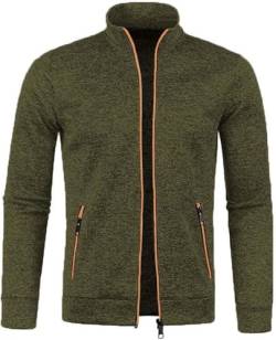 Sweatjacke Herren ohne Kapuze Sommer Leichte Strickjacke Casual Jacket Cardigan Sportjacke mit Stehkragen Dünne Fleecejacke mit Reißverschluss Sommerjacke Slim Fit Baumwolle Herbstjacke M-5XL von Mfhmom